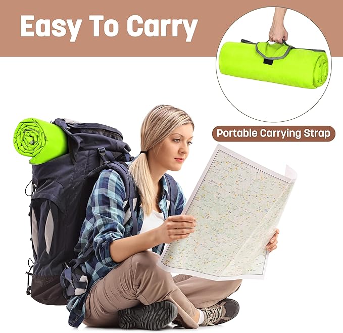 Tirrinia Waterproof Outdoor Blanket with Sherpa Lining, Windproof Triple Layers Warm Comfy Foldable for Camping Stadium, Beach, Picnic, Grass, Concerts, Car, Dog, 51''X 59'' & 59''X 80''