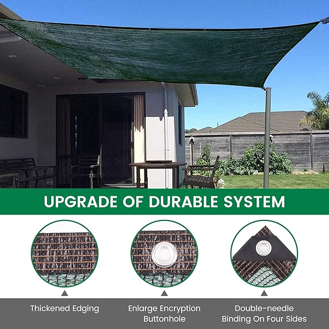 60% 20 X 20 FT Green Shade Cloth, Outdoor Woven Sun Shade with Grommets, Durable Breathable Netting Shading Antifreezing for Patio, Garden, DIY Home, Plants Cover, Greenhouse, Dog Kennel