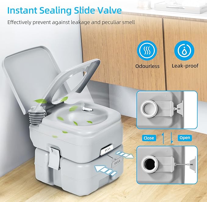 YITAHOME Portable Toilet 5.8 Gallon, Travel RV Porta Potty with T-Type Water Outlets, Anti-Leak，Press Water Pump for Camping, Boating, Hiking, Truck Travel, Trips