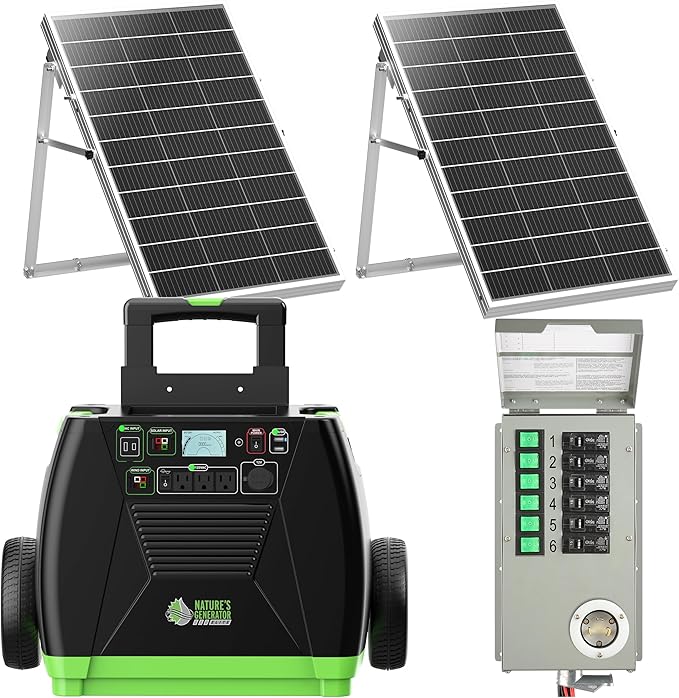 Nature's Generator Elite Gold - PE System:3600W Solar & Wind Powered Pure Sine Wave Off-Grid +2pcs 100W Solar Panel+6 Circuits Transfer Kit