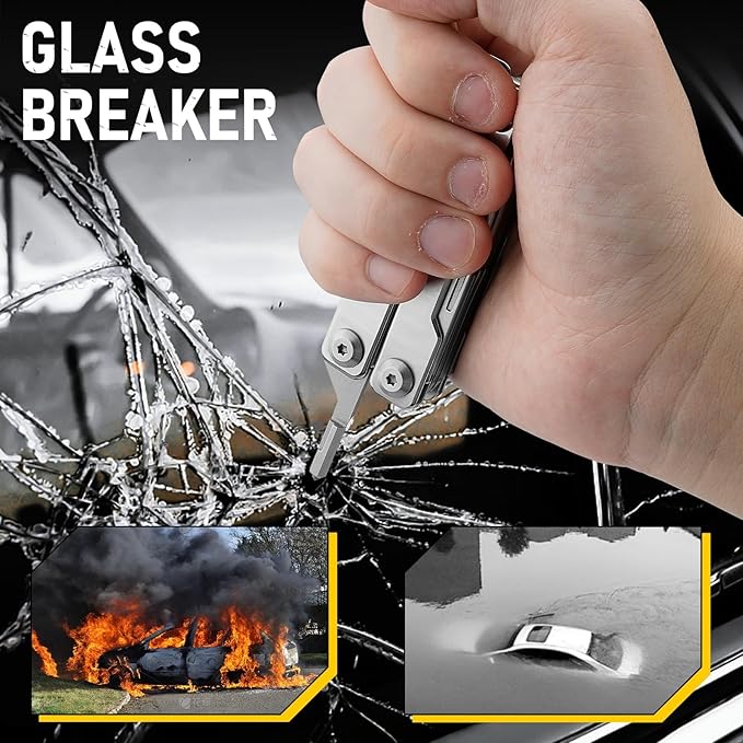 BIBURY Mini Multitool Pliers BI2051A, Mini Pocket Pliers with Window Breaker, Seat Belt Cutter, Bottle Opener for Outdoor Survival, EDC Multi Tool with Pocket Clip, Gifts for Men and Women