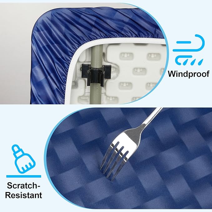 Picnic Table Cover with Bench Covers Portable Table Cloth Built-in Storage Pocket Picnic Table Covers with Elastic Waterproof Camping Essentials for RV Camping