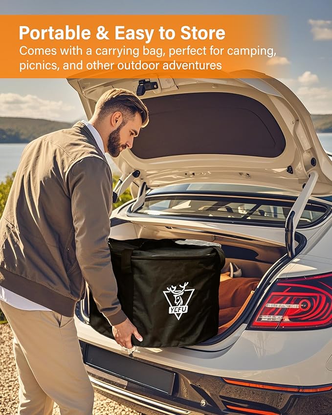 YEFU Fire Pit with Removable Ash-Pan: Smokeless Firepit 304 Stainless Steel Material - Outdoor Fire Pit Silver 15 inch - Smokeless Firepit for Outside Outdoor Patio Camping Backyard