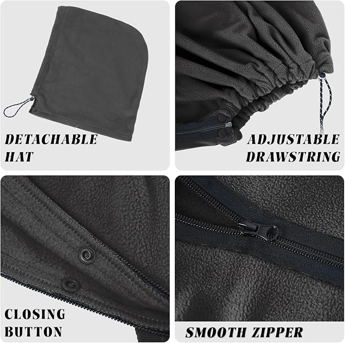 Outdoor Camping Blanket, Poncho Wearable Pocket Blankets, 74.5 in * 63 in, Warm, Comfy, Durable & Portable, Machine Washable, for Stadium, Concerts, Car Travel, Sports, Hiking, Sofa. (Grey)