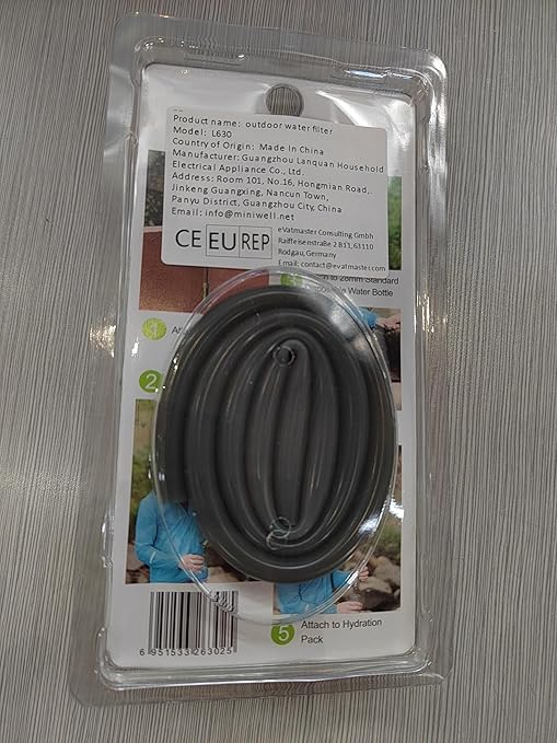 Miniwell Gravity Water Filter Straw - Ultralight, Versatile Hiker Filter with Bucket Connector (Grey)