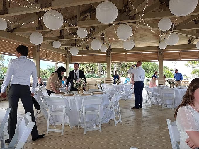 12Pcs White Paper Lanterns - Chinese Japanese Round Hanging Lamp for Wedding, Bridal, Outdoor, Garden, Home, Party Decorations (Size of 6", 8", 10", 12")