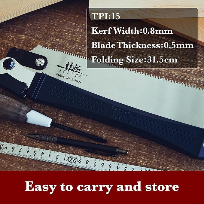 SUIZAN Folding Ryoba Double Edge Saw 9.5" - Professional Japanese Pullsaw Handsaw Woodworking Tools