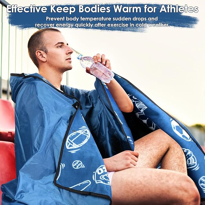 Catalonia Waterproof Stadium Blanket, Windproof Wearable Poncho for Football Sideline & Sports Events for Fans, Portable, Durable Outdoor Blanket for Camping & Tailgating