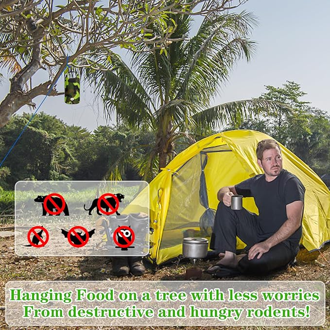 Bear Bag Hanging Kit, 10L Waterproof Bear Proof Food Storage for Backpacking and Camping, Ultralight Bear Proof Canister Gear for Food Storage with Nylon Ropes, Clips and Rock Pouch