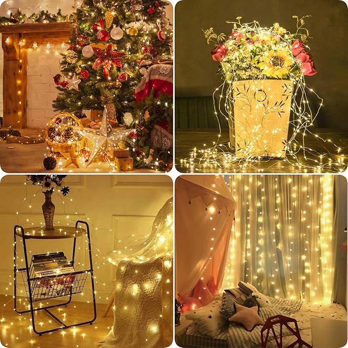 24 Pack Fairy Lights Battery Operated 7 Feet 20 Led Christmas Twinkle String Lights Silver Wire Waterproof for Classroom Christmas Valentine's Day Mason Jars Centerpiece Table Decorations (Warm White)