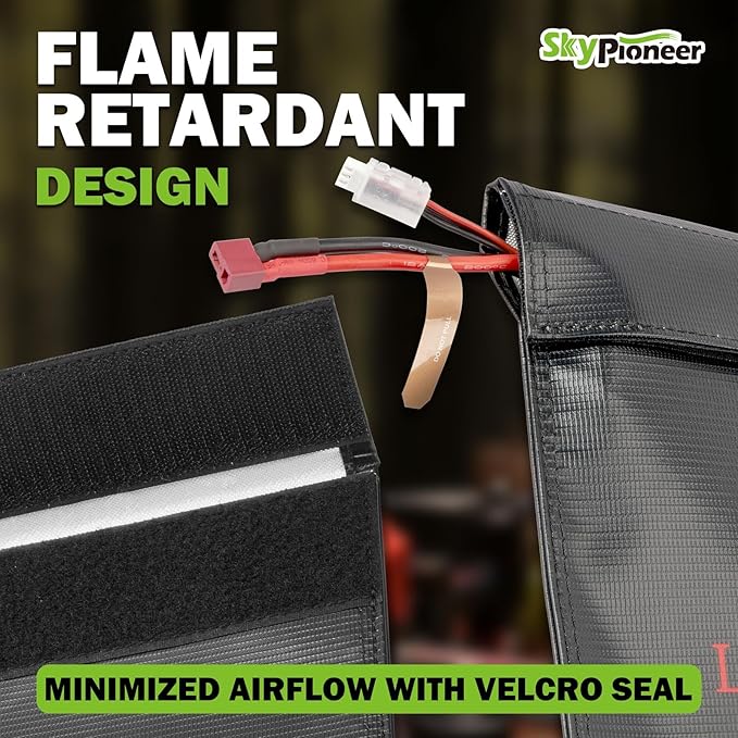 RC Lipo Safe Bag,Fire Retardant Lipo Battery Bag,9''x11.8''Black,Fireproof Explosion-proof Sack for Charging and Storage