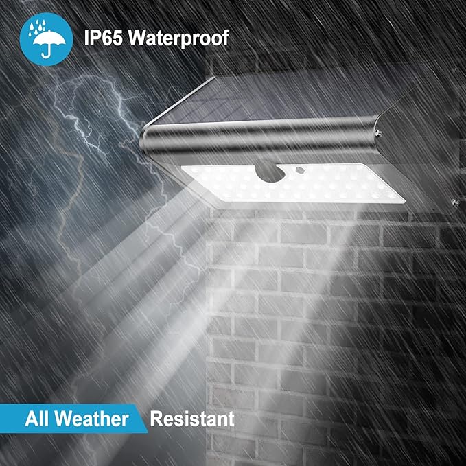 Super Bright Solar Outdoor Lights IP65 Water Proof, 1100 Lumens Wireless 4500mAh LED Motion Sensor Lights, Aluminum Metal Housing Security Lights with 4 Modes Flood Wall Lights, 1 Pack (Daylight)