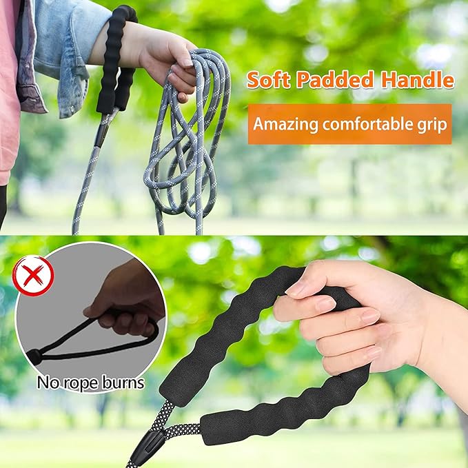 NTR Long Leash for Dog Training, 30FT Dog Leashes for Large Breed Dogs with Swivel Lockable Hook and Comfortable Padded Handle,Dog Lead Check Cord for Small Medium and Large Dogs, Purple/Green