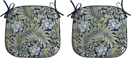 Arden Indoor/Outdoor Foam Seat Pad, 2 Pack, 17 x 16, Patio Cushion, Water Repellent, Fade Resistant, Foam Cushion Sapphire Morrison Floral