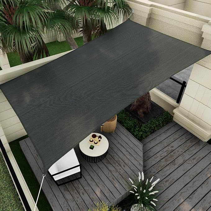 Sun Shade Sail Canopy, 16' x 20' Rectangle 95% UV Block Shade Cover for Outdoor, Backyard Patio, Lawn, Garden, Sandbox Carpor Dark Gray