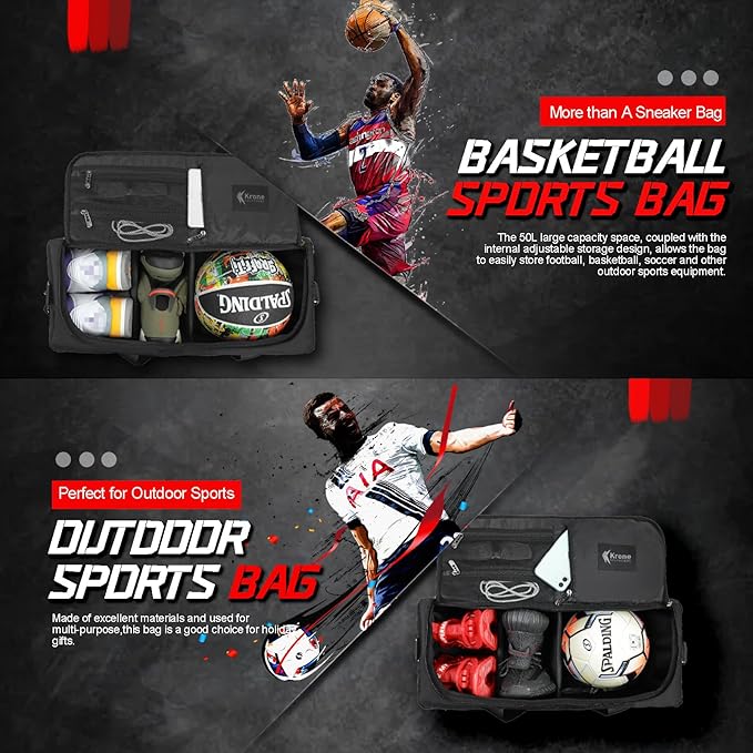 Sneaker Bag for Travel/Sneakerhead gift/Outdoor Sports Bag/Gym Bag /, A Multi-functional Travel Duffel Bag with 3 Adjustable Dividers, & Shoulder Strap,Made of Nylon, by Krone Kalpasmos-classic