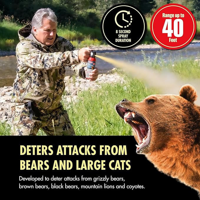 Counter Assault Bear Spray - Bears, Mountain Lions, Coyotes - Long-Range 40ft Distance - Pepper Spray Safety Gear for Hiking & Camping Protection - 2% Capsaicin - 10.2 oz