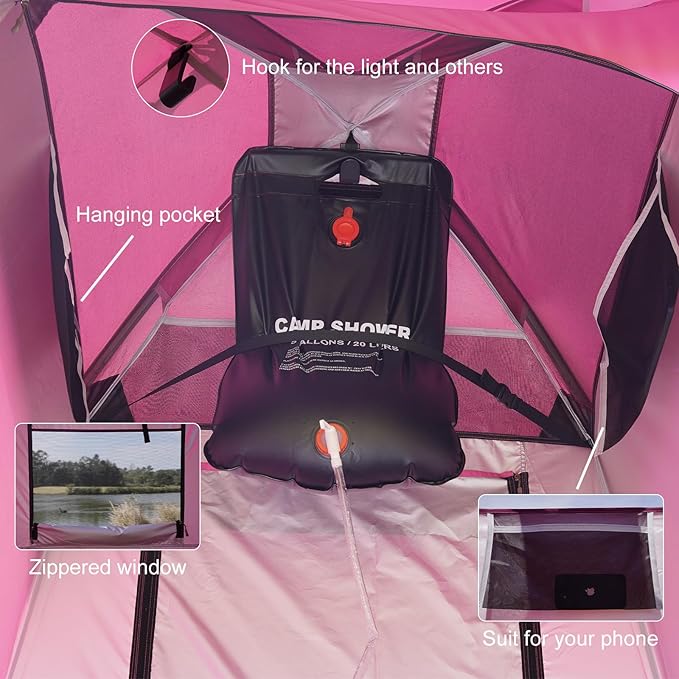 Vidalido Outdoor Camping Shower Tent Easy Setup Privacy Tent Changing Room Portable Camp Shower Tents for Camping with Floor, Waterproof Privacy Shelters Camping Toilet Tent