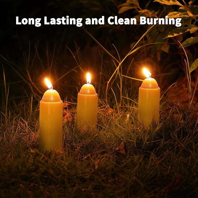 15-Hour Natural Beeswax Candles Compatible with Candle Lanterns - Smokeless Clean Long Lasting Burning for Outdoor, Camping, Emergency, Survival Emergency Preparedness- 20Pack
