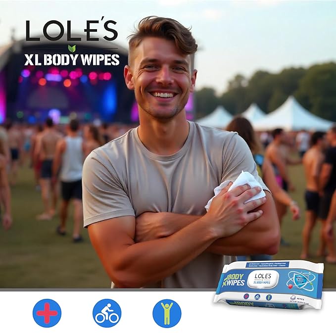 LOLE'S Body Wipes XL - Wet Wipes for Adults, 192 Count - 4 x 48, Adults No Shower, Adult Bed Bath, Incontinence Wipes Large & Fresh, Paraben Free, Ideal for Camping, Gym, Travel, Hospital