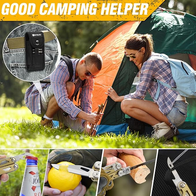 BIBURY Multitool Pliers Pro BI2045, 31-in-1 Stainless Steel Multi Tool with Replaceable Wire Cutters and Saw, Foldable Heavy-duty Multitool Set with Scissors and Screwdriver for Hiking Camping Repair