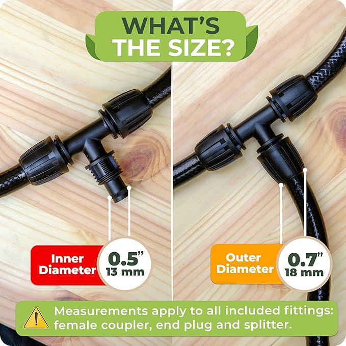 Carpathen Drip Irrigation Fittings Pack - for Push-to-Connect Irrigation System - 3 x 3/4" to 1/2" Irrigation Tubing Faucet Adapter, 1 x 3Way Tee T Shape Barbed 1/2 Tubing Splitter, 3 x 1/2 End Plugs