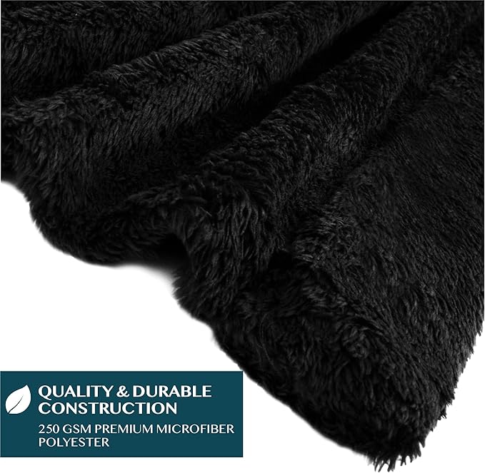 PAVILIA Angel Wrap Hooded Blanket Poncho, Wearable Blanket Throw Wrap Poncho for Women Adult, Cozy Fluffy Sherpa Fleece Shawl Cape with Hood pockets, Warm Gift for Mom Wife, Black