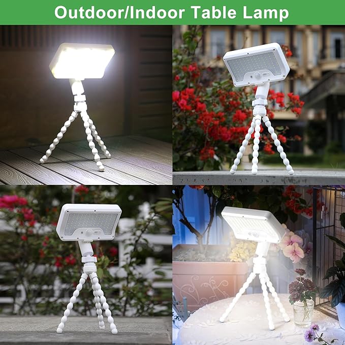 Tryme Solar Lights Outdoor with Motion Sensor, USB & Solar Powered, Adjustable Angle, 3 Modes, Octopus Stand, IP65 Waterproof Fence Lights for Garden, Gate (2 Pack)