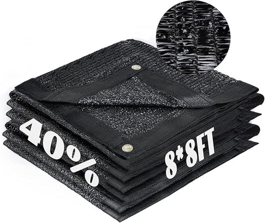 Cool Area 40% Sun Shade Cloth Mesh Tarp with Grommets for Plant Cover 8x8ft Patio Canopy Garden Pergola Blackhouse Car Barn Kennel Black