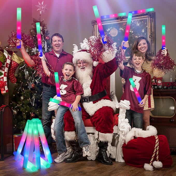 46PCS Foam Glow Sticks, Foam Light Up Sticks with 3 Modes Colorful Flashing, Glow Stick Bulk Party Pack, Glow in Dark Party Supplies, LED Foam Sticks Bulk for Wedding, Raves, Concert, Halloween