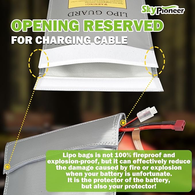 RC Lipo Safe Bag,Fire Retardant Lipo Battery Bag,9''x11.8''Silver,Fireproof Explosion-proof Sack for Charging and Storage