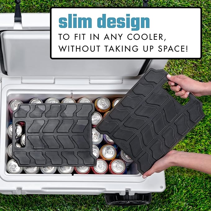 Cool Coolers by Fit & Fresh XL Slim Cooler Ice Blocks, Reusable & Long Lasting XL Ice Packs for Coolers, Slim XL Ice Packs for Cooler Bags, Space Saving, Quick Freeze, 10"x 13", Black, 2PK