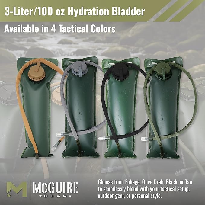 M MCGUIRE GEAR Hydration Bladder, 3L/100 oz. Water Bladder, Leak Proof Hydration Pack, Water Reservoir with Insulated Drinking Tube for Hiking, Cycling, and Biking