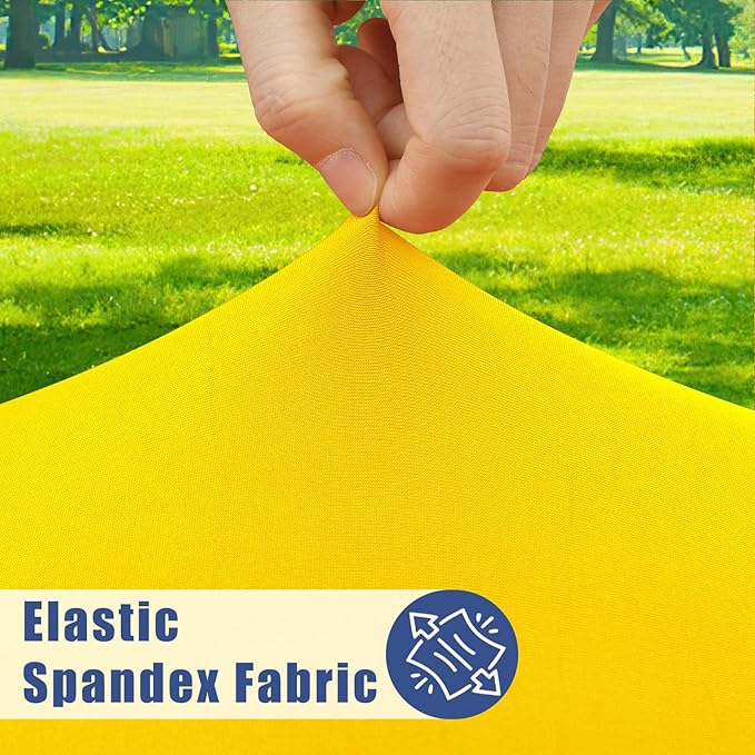 Spandex Picnic Table Cloth 2 Pack, Elastic Fitted Tablecloths for 5 Foot Rectangle Tables, Stretch Washable Patio Table Cover for Outdoor, Camping, Banquet and Parties (Yellow, 30"x60")