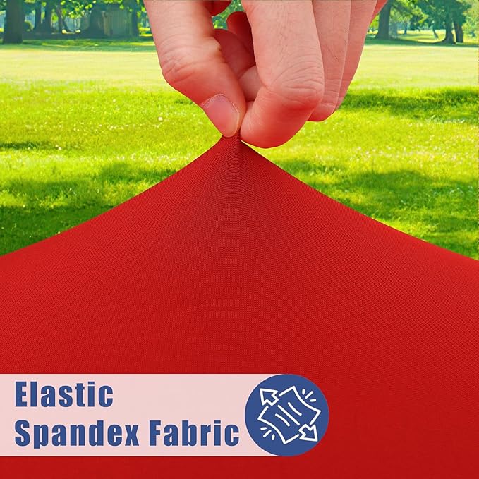 Spandex Picnic Table Cloth 2 Pack, Elastic Fitted Tablecloths for 5 Foot Rectangle Tables, Stretch Washable Patio Table Cover for Outdoor, Camping, Banquet and Parties (Red, 30"x60")