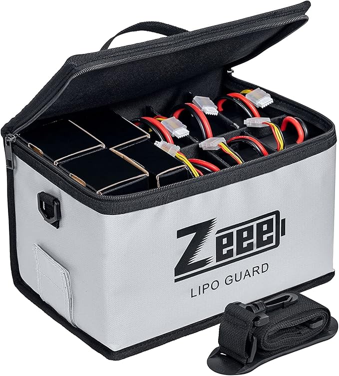 Zeee Lipo Fireproof Safe Bag - Large Capacity Storage Guard Pouch for Charging - 10 Cell Adjustable (10.6x6.7x6.7in)