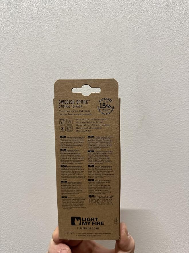 Light My Fire Spork Original 10-Pack 3-in-1 Camping Spoon Fork Knife Combo Reusable Travel & Camping Utensils Lunch Spork Outdoor Backpacking Hiking Picnic Utensil BPA Free