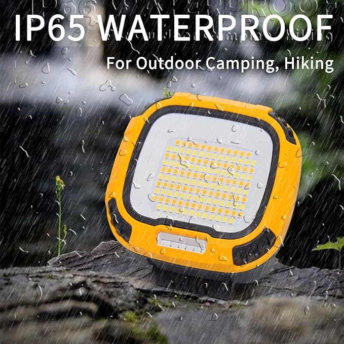 1Pack 5000LM Magnetic LED Work Light Rechargeable, 4-Level Brightness & 4-Tone Lighting, 50W Battery Powered Shop Light with USB Charging, IP65 Waterproof for Camping, Outdoor, Car Repairs, Emergency