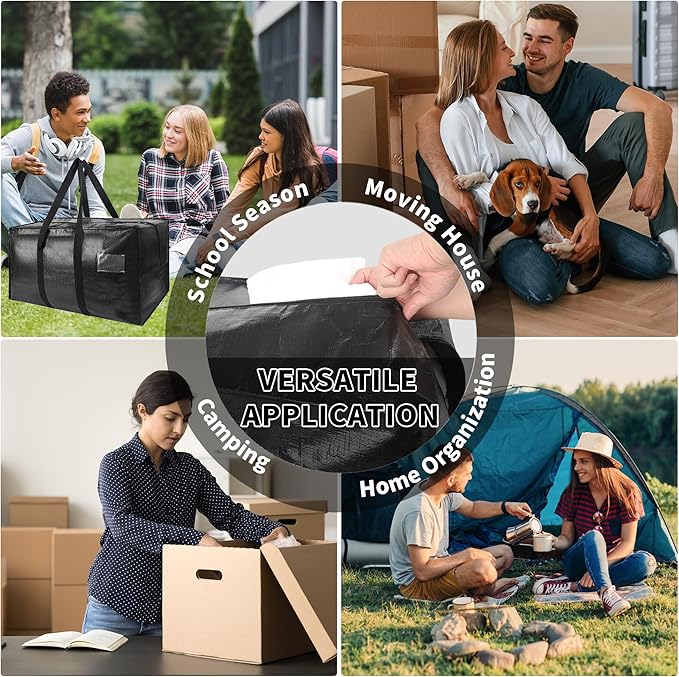 Heavy Duty Extra Large Moving Bags,69 Gallon Jumbo Packing Bags,Huge Moving Storage Bags with Strong Zippers & Carrying Handles,Reusable Big Moving Storage Bags for College Dorm Travel 2Pack