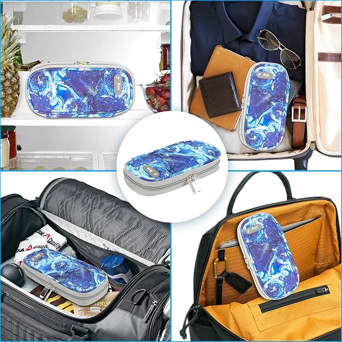 YOUSHARES Insulin Cooler Travel Case - Travel Ice Pack for Diabetic Organize Supplies Diabetes Bags Insulated Cooling Bag (Quicksand Blue)