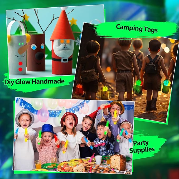 Lewtemi 4" or 6" 100 Pack Bright Glow Sticks Bulk, Glow in The Dark Party Supplies Birthday and Holidays Party Favors