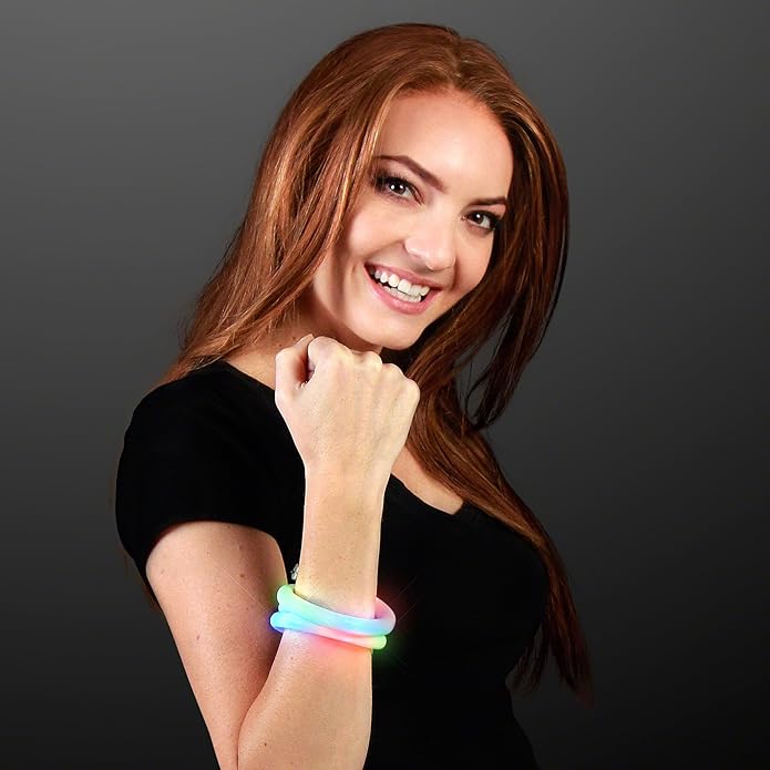 Flashing Light Up Wrap Around Tube Bracelet with Multicolor LEDs