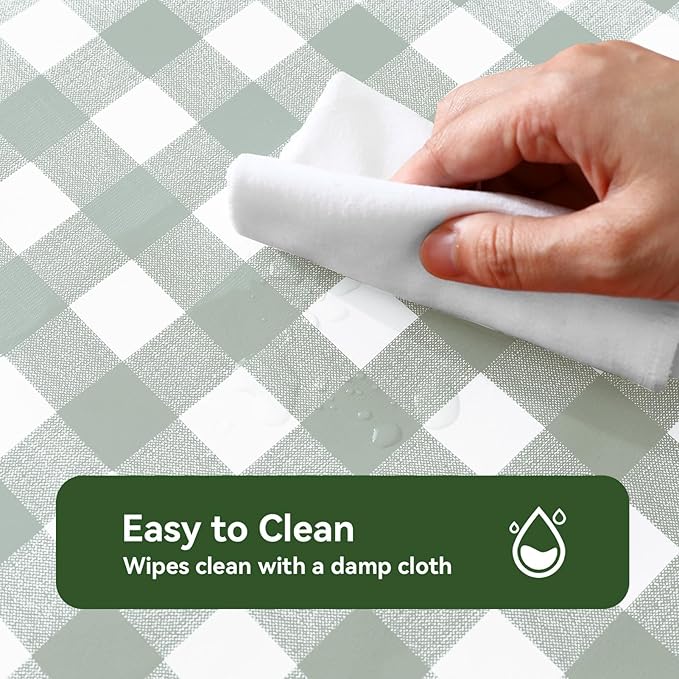 Romanstile Rectangle Plastic Tablecloth, 100% Waterproof Oil-Proof Checkered PVC Table Cloth, Heavy Duty Vinyl Table Cover for Dining, Camping, Picnic, Outdoor - 54 x 108 Inch, Light Grey