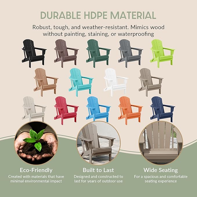 WestinTrends Malibu 2 Piece Set Outdoor Folding Poly Adirondack Chair, Weathered Wood