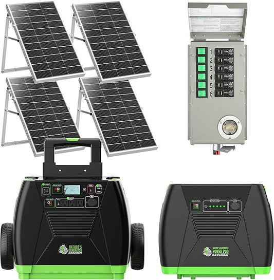Nature's Generator Elite Platinum - PE System:Nature's Generator Elite+1200W Nature's Generator Power Pod Elite+4pcs 100W Solar Panel+Power Transfer Kit Elite HKNGPTELP