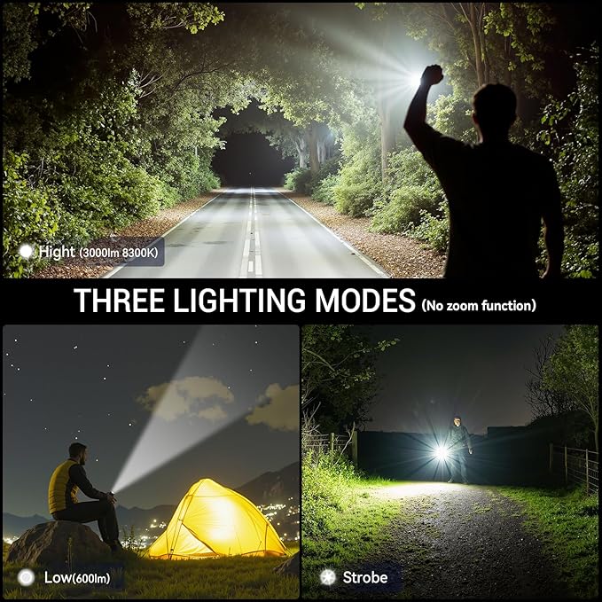 Rechargeable Flashlights High Lumens, Flashlights Rechargeable, Super Bright Flashlight, Waterproof Tactical Flash Light, High Powered 2000 mAh LED Flashlight for Emergency Home Camping Essentials 2P