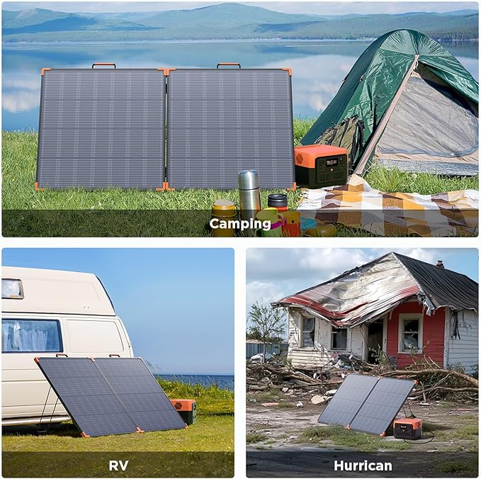 N-Type 16BB 180W Portable Solar Panel,Camping Essentials,Foldable Solar Charger for Power Station,25% Efficiency IP68 Waterproof,17V Output with 2 Reinforced Kickstands for RV Blackout Hurricane
