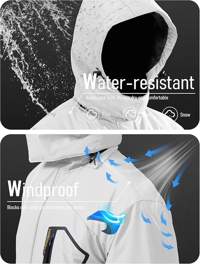 MAGCOMSEN Men's Winter Coats Water Resistant Ski Snow Jacket Warm Fleece Jacket Parka Raincoats With Multi-Pockets