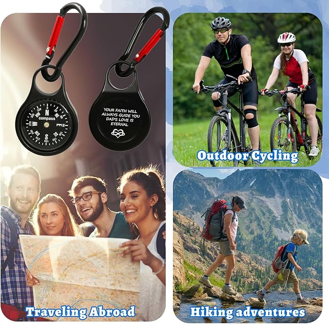 Custom Engraved Compass Keychain - Personalized Brass Compass with Luminous Function, Waterproof Survival Tool for Hiking Camping Graduation Gifts