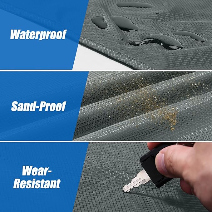 Odoland Beach Blanket Picnic Blanket, 43" x 63" SandProof Waterproof Outdoor Pocket Blanket with Portable Bag, Foldable Lightweight Sand Free Quick Drying Beach Mat for Hiking Camping Travel, Grey